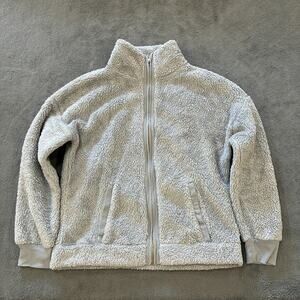 Spense Sport Grey Fleece Jacket Full Zip Warm Outdoor Layer Women’s Size M